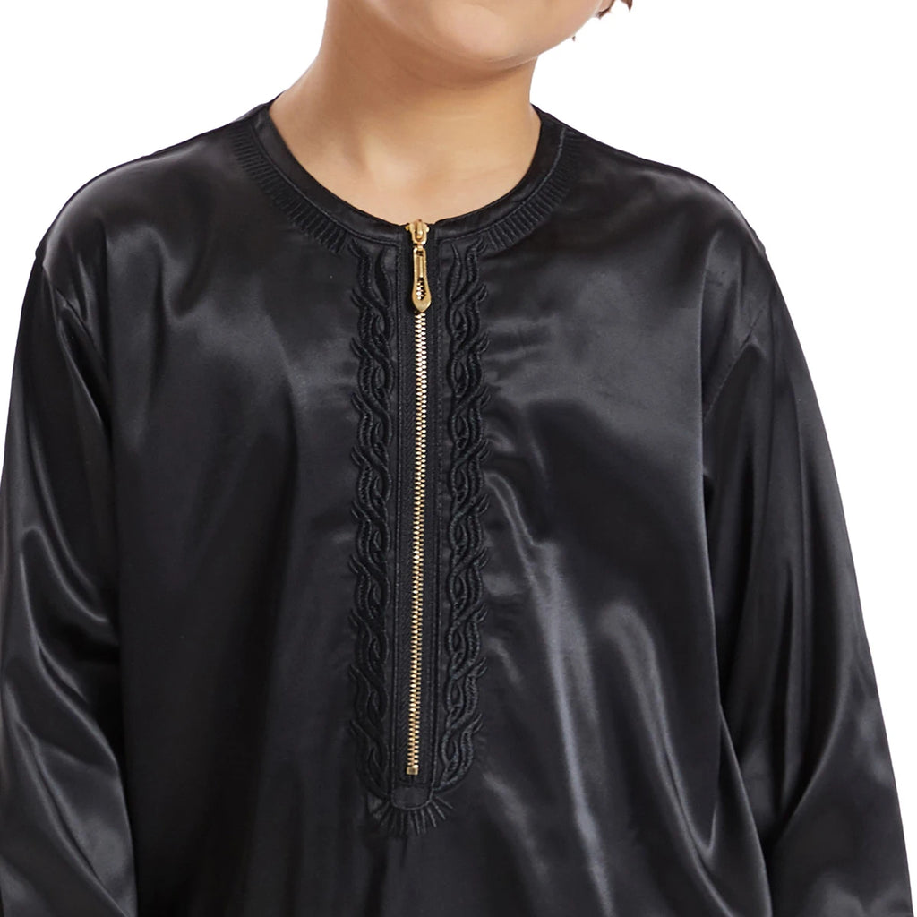 Crianças muçulmanas Abaya Ramadan Jubba Prayer Thobe, vestido longo islâmico para crianças, vestido com o pescoço para meninos, Kaftan Dubai e árabe
