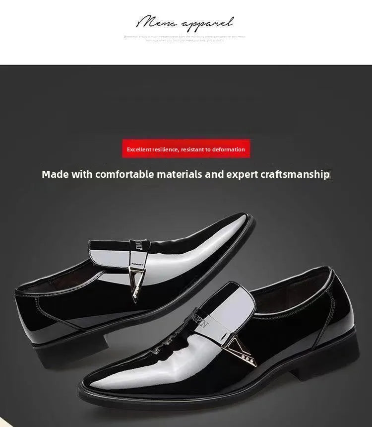 Sapatos de couro casuais de negócios masculinos casamento noivo estilo britânico altura aumentada verão respirável dedo do pé apontado calçados masculinos
