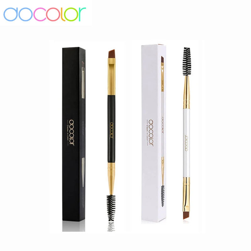 Docolor Pincel Profissional Duplo para Sobrancelhas e Delineador Angular – Design Preciso para Contorno Perfeito e Aplicação Suave – Vegano, Cruelty-Free e Ideal para Maquiagem de Olhos Impecável