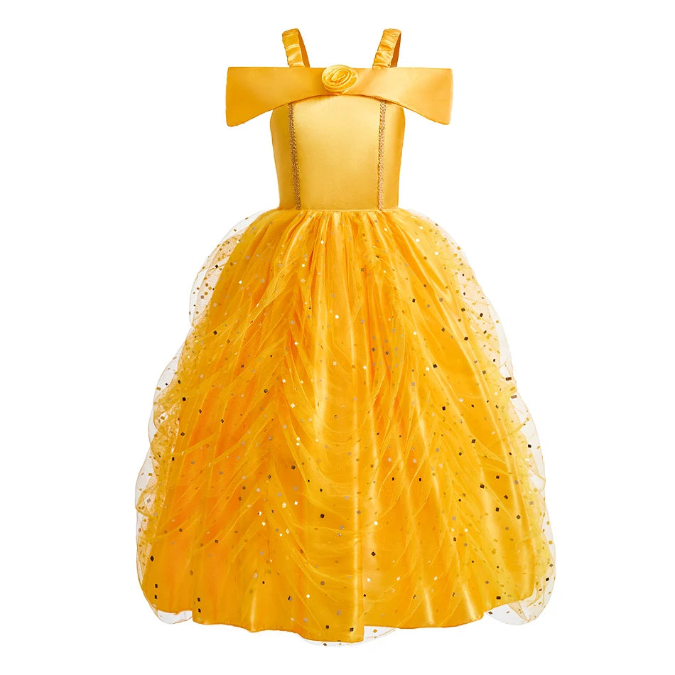 Meninas halloween belle vestidos menina neve branca vestido crianças natal carnaval cosplay roupas crianças trajes de princesa