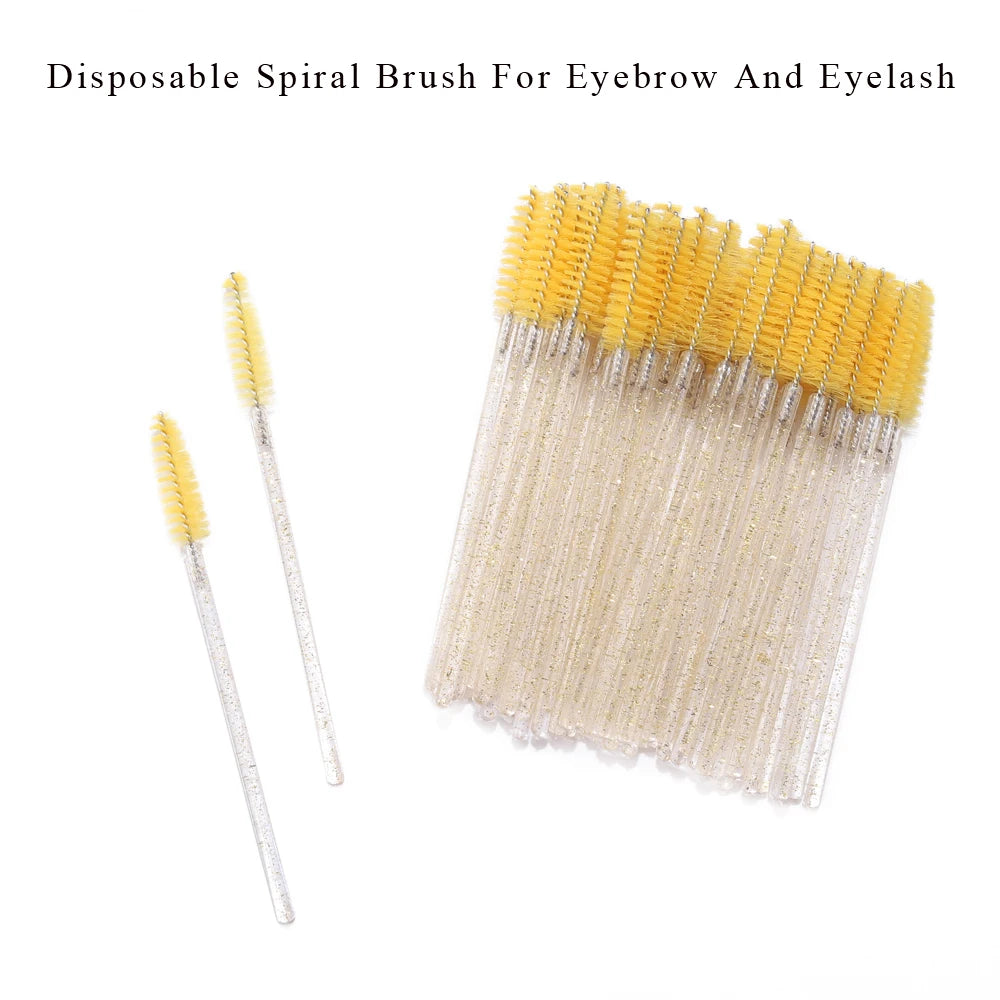 50 pçs pincéis de cílios descartáveis extensão cristal sobrancelha escova rímel varinha cílios conjunto de ferramentas cosméticas maquiagem beleza