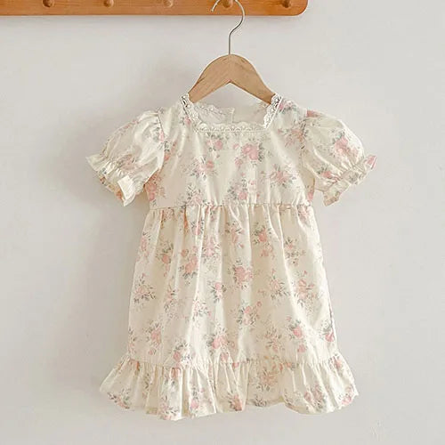 2025 novo verão crianças vestido 2-6 anos crianças vestidos de princesa manga voadora algodão bordado bebê menina vestido de festa irmã roupas