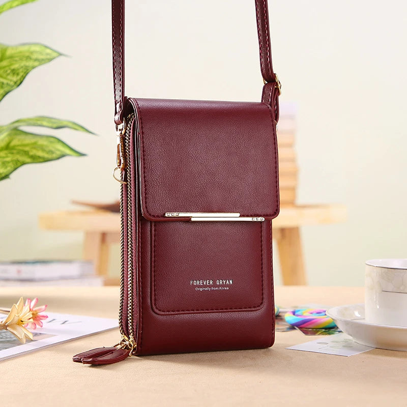 PU Leather Touch Screen Shoulder Bag para Mulheres, Feminino Crossbody Bolsas, Bolsa de telefone Bolsa de mão de grande capacidade, Drop Shipping, Novo