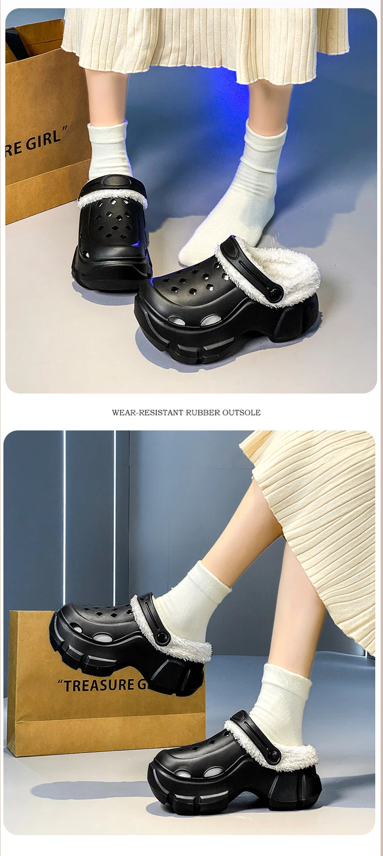 Novas sandálias de plataforma de inverno feminino chinelos sapatos ao ar livre sola grossa sapatos leves respiráveis chinelos de pele feminina