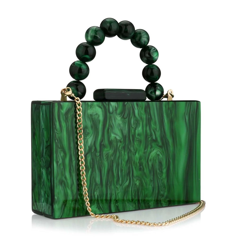 Beading bolsa de mármore acrílico caixa luxo embreagem sacos noite festa casamento corrente bolsa ombro jantar vestido bolsa festival presente