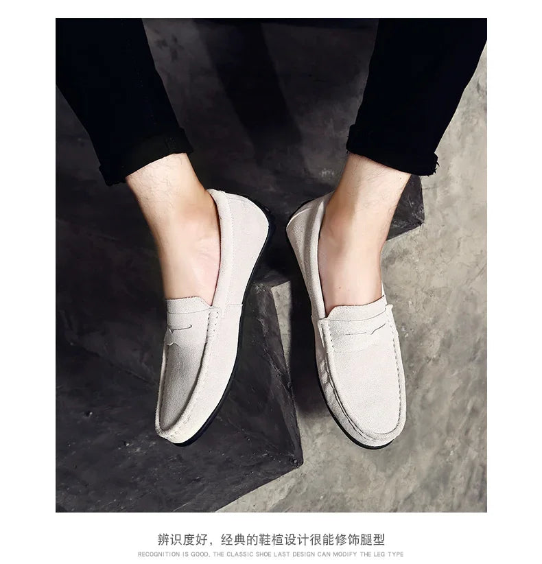 Couro do plutônio camurça de vaca sapatos masculinos marca luxo casual formal mocassins calçados preto masculino sapatos de condução hombres