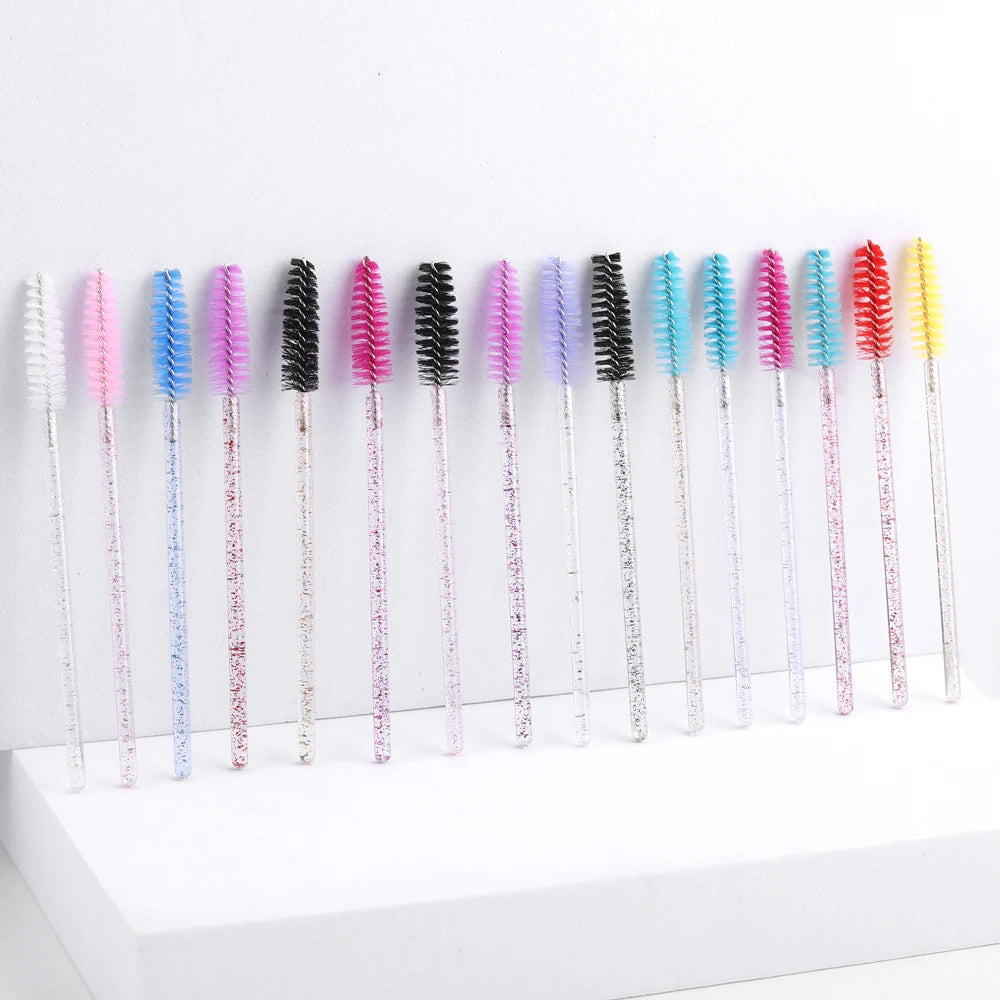 50 pçs pincéis de cílios descartáveis extensão cristal sobrancelha escova rímel varinha cílios conjunto de ferramentas cosméticas maquiagem beleza