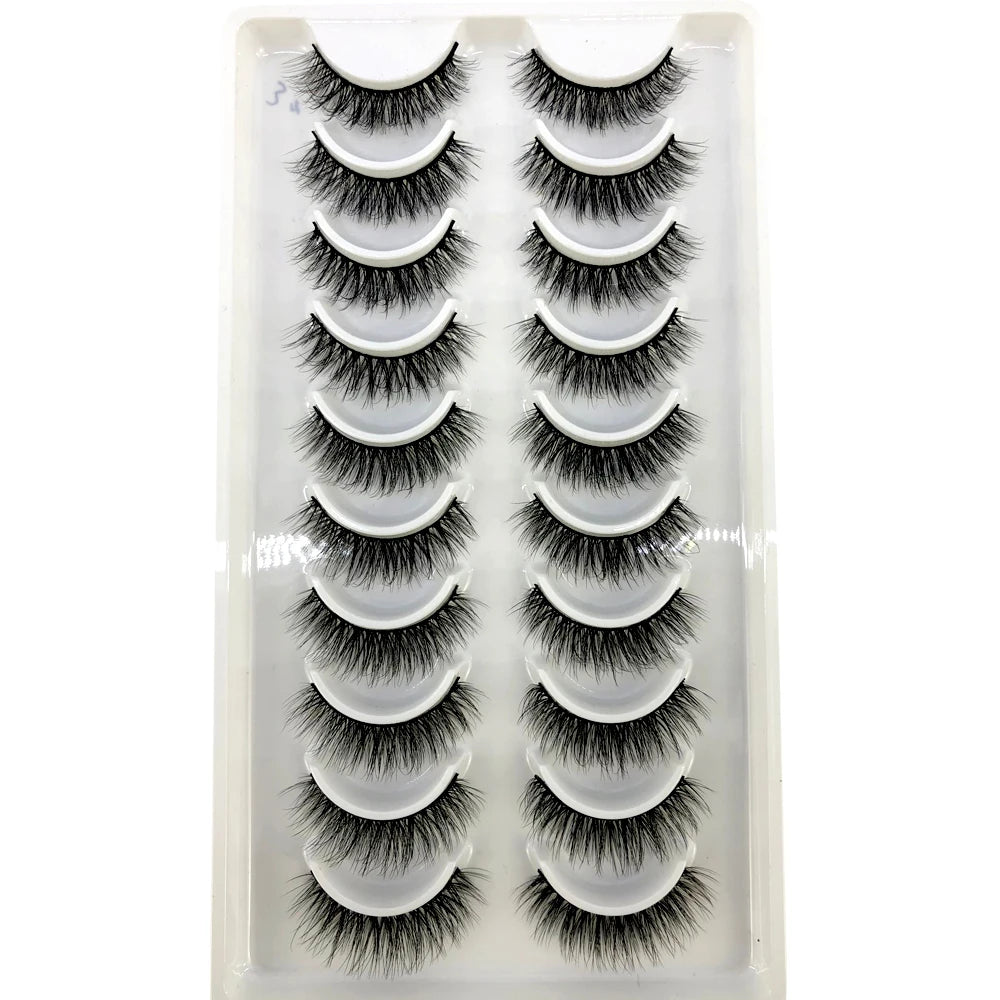Vários estilos 10 pares naturais 3d vison cílios postiços kit de maquiagem cílios de vison extensão cílios curtos