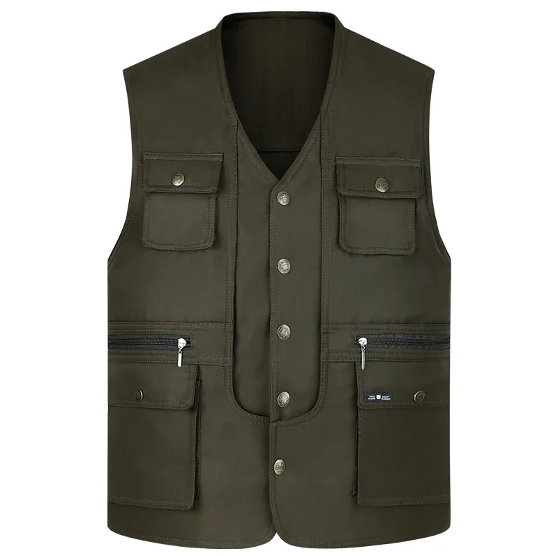 2021 homens multi-bolso clássico colete masculino sem mangas descarga sólida casaco de trabalho fotógrafo tático malha colete jaqueta