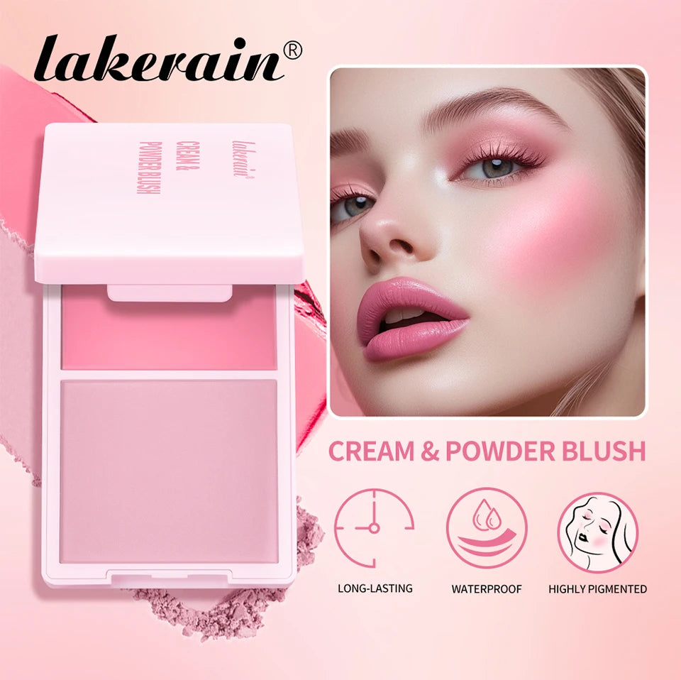 2 em 1 creme & pó blush fosco natural blush paleta de maquiagem dos olhos longa duração alta renderização de cor brilhante mindinho patrick ta blush