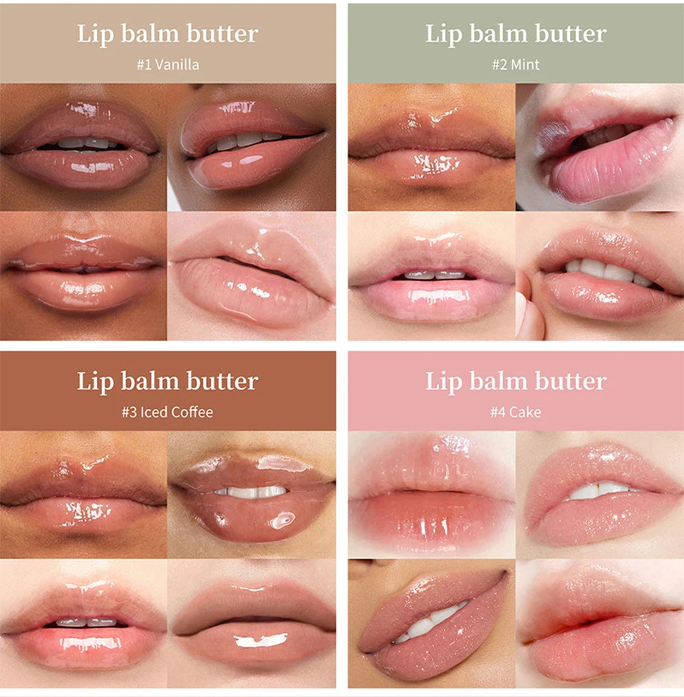 Bálsamo labial hidratante espelho brilho labial baunilha rosa açúcar café bolo cheiro batom óleo transparente maquiagem cuidados com os lábios