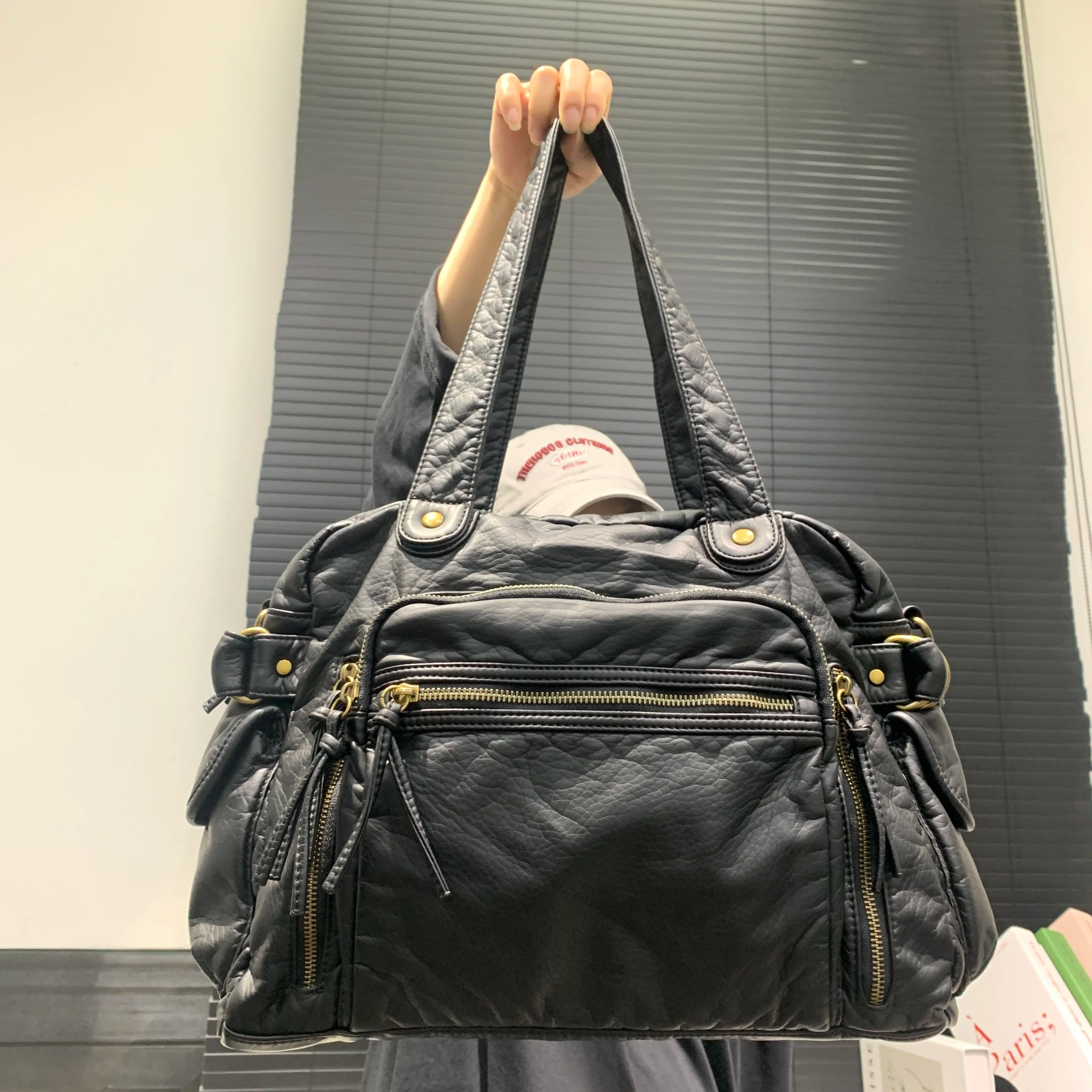 Moda feminina retro sacola de couro macio do plutônio grande capacidade bolsa de ombro y2k punk multi bolso crossbody bolsa