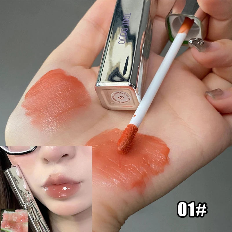 Punk roxo espelho água brilho labial tubo de prata vermelho lábio esmalte vidro óleo labial à prova dwaterproof água batom líquido nude claro matiz maquiagem 1pc