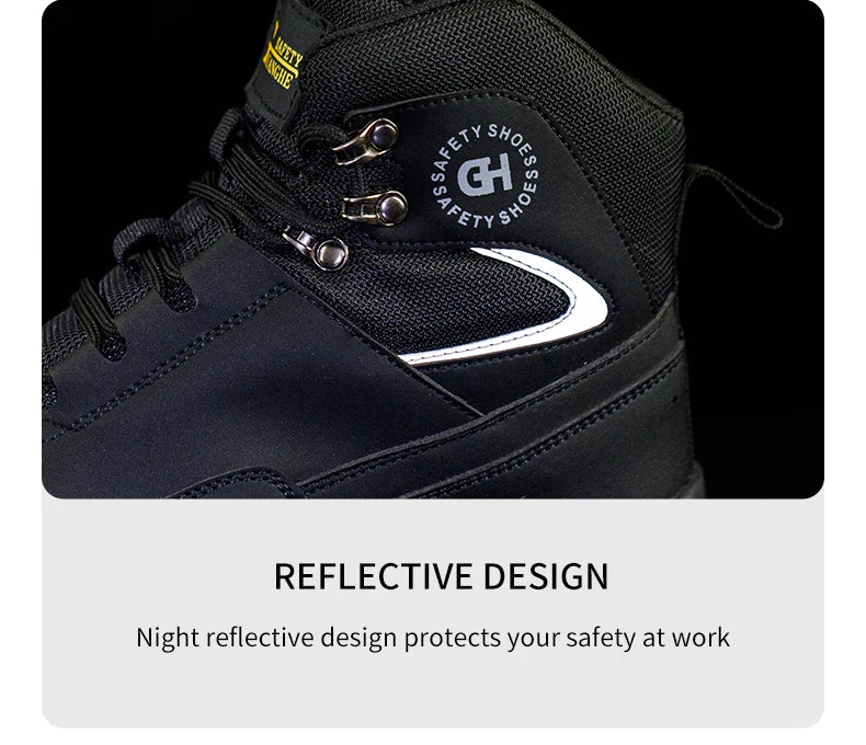 Moda novos sapatos de trabalho de segurança anti-esmagamento anti-punctura anti-odor homens usam sapatos antiderrapantes botão fivela sapatos de dedo do pé de aço à prova dwaterproof água