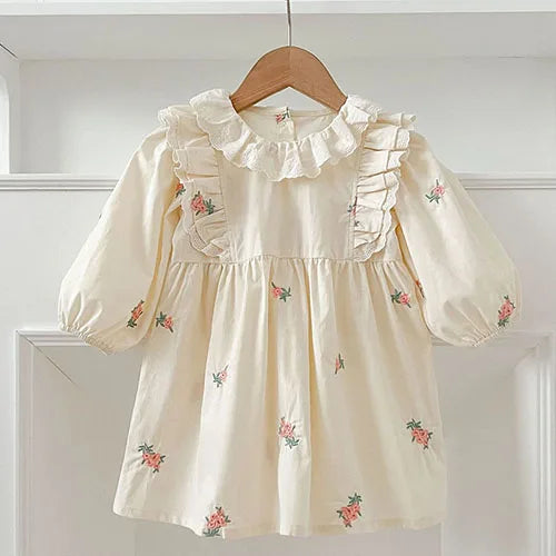 2025 nova primavera irmã vestido crianças roupas crianças vestidos de princesa manga comprida algodão bordado 1-6yrs bebê menina vestido de festa