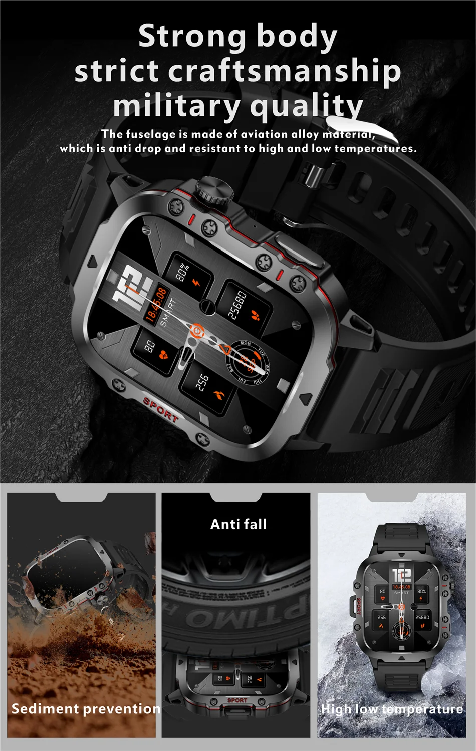 Lige novo militar relógio inteligente masculino esportes ao ar livre 3atm à prova dwaterproof água oxigênio no sangue bluetooth chamada relógios smartwatch para android