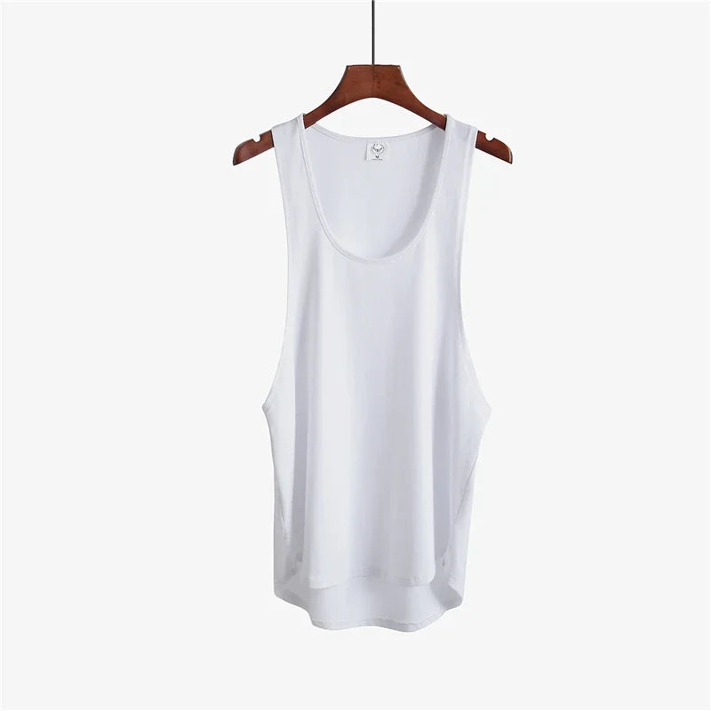 Roupas de fitness em branco sem mangas camisa dos homens ginásio stringer tanque superior musculação tanktop masculino sportwear undershirt moda colete