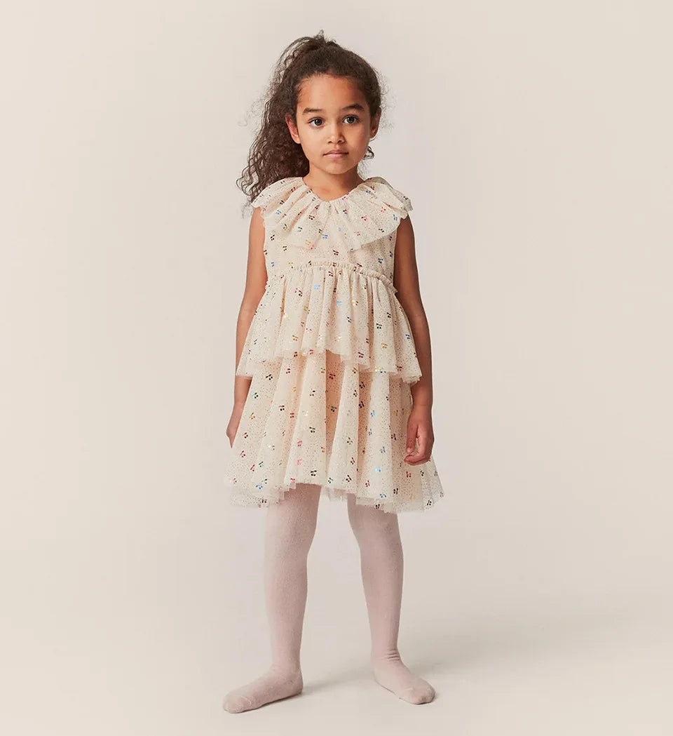 Verão ks bebê meninas cereja malha vestido crianças roupas meninas vestidos de princesa saias festa de natal manga longa vestidos