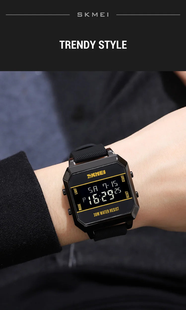 Skmei 2time led luz entusiasta jovem à prova dwaterproof água digital esporte relógios masculino data alarme nova moda relógio de pulso reloj hombre