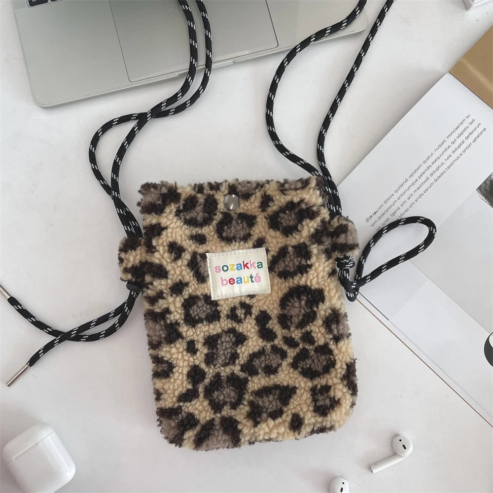 Novo ponto de pelúcia crossbody sacos para mulheres bonito rosa bolsa de ombro bolsas bolsa de telefone portátil