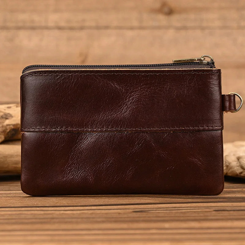 Luufan couro genuíno zíper moeda cartão bolsa de couro real rfid titular do cartão embreagem carteiras slots para homens mulheres mini bolsa fina