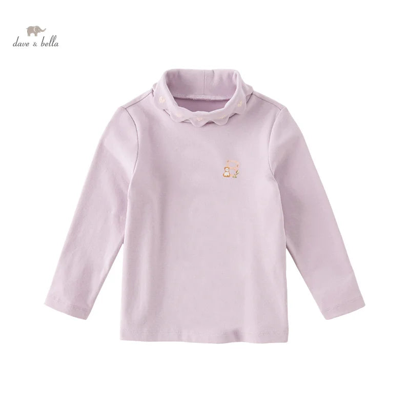 Dave bella 2025 novo outono inverno menina bebê camiseta crianças topos de algodão casual moda doce suave camisa de fundo dk4236997