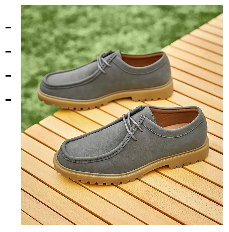 Sapatos casuais de couro mocassins clássicos masculinos rendas até derby sapatos retro workwear sapatos de alta qualidade ao ar livre sapato de caminhada de montanha