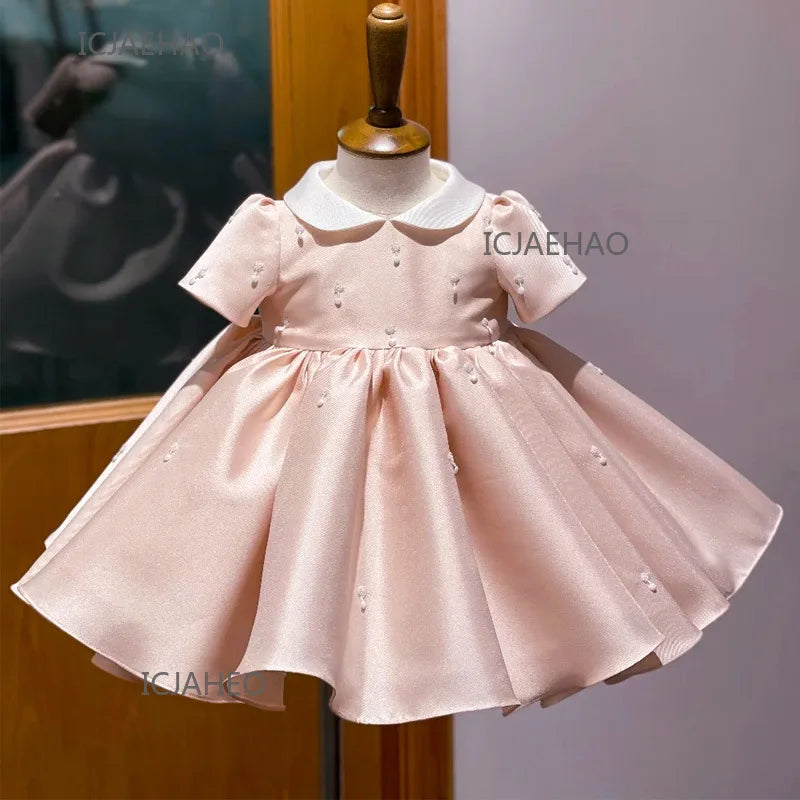 Vestidos de festa 2025 crianças primeiro aniversário para babyceremonial vestido infantil vestidos de casamento meninas princesa vestido branco crianças menina