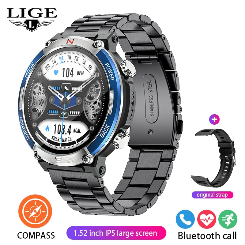 Lige 2025 relógio inteligente masculino esportes ao ar livre monitoramento de freqüência cardíaca ip68 à prova dip68 água relógios bluetooth chamada smartwatch para android ios
