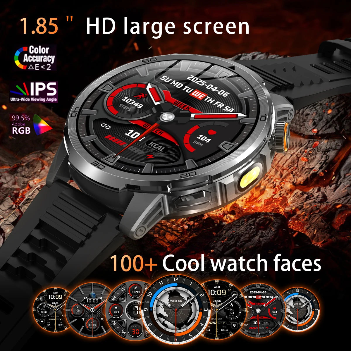 Novos Relógios Inteligentes Militares para Atividades ao Ar Livre 2026, Tela AMOLED de 1,85 polegadas, Bateria Grande de 1000mAh, À Prova D'água 10ATM, Chamada, Esportes, Pulseira Fitness Masculina