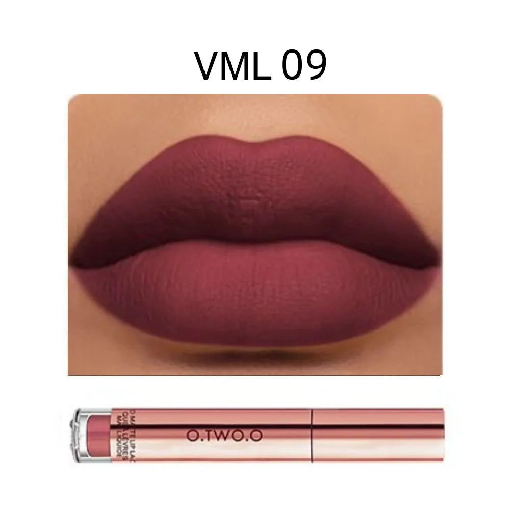 O.TWO.O 12 cores de alta qualidade veludo batom fosco lábios de longa duração maquiagem à prova d'água fácil de usar brilho labial líquido fosco