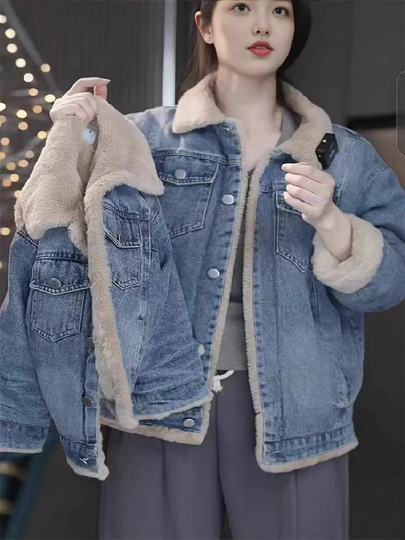 Meninas mais veludo denim jaquetas inverno grosso casacos quentes crianças acolchoado parka solto lapela outerwear novo frio snowsuits