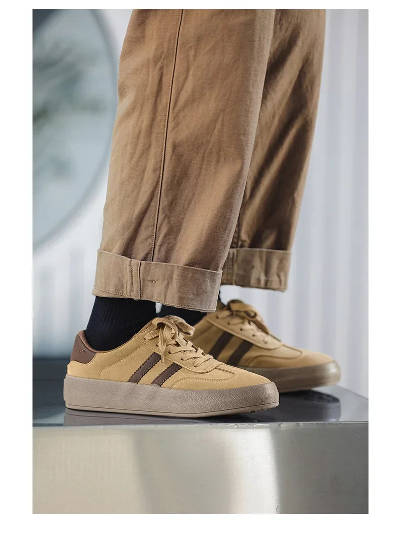 Sapatos de tabuleiro casuais de sola grossa para homens sola grossa sapatos casuais tênis de couro tudo sola macia dentro aumentar sapatos