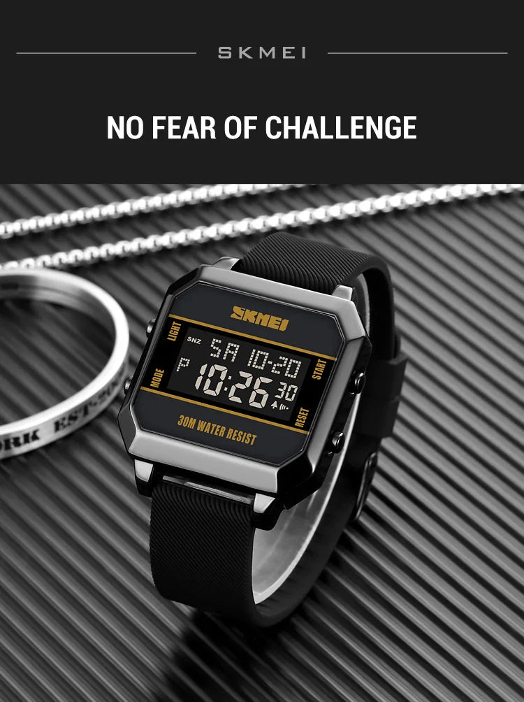 Skmei 2time led luz entusiasta jovem à prova dwaterproof água digital esporte relógios masculino data alarme nova moda relógio de pulso reloj hombre