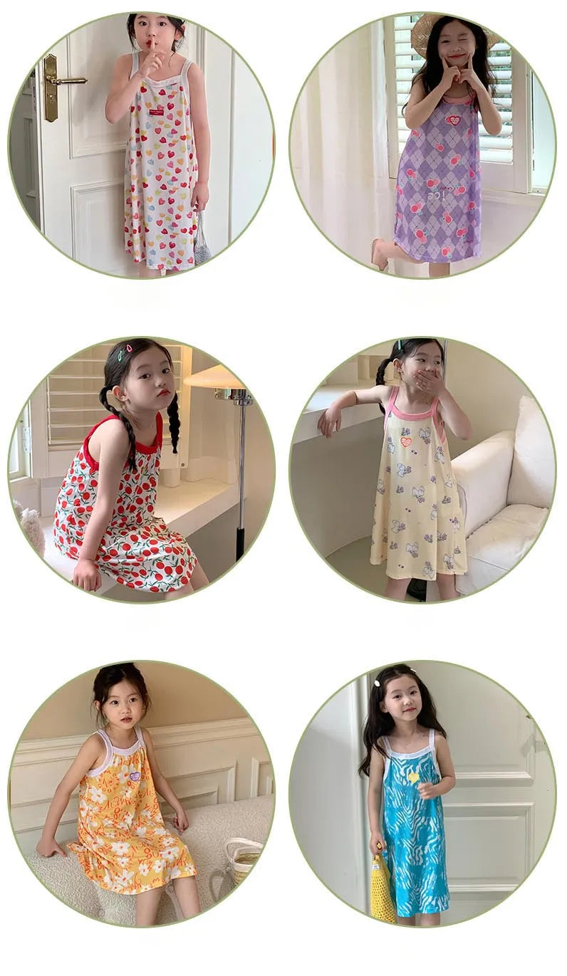 Verão menina camisola crianças vestidos de pijama pijamas para meninas criança noite vestido crianças pijamas 2 a 4 6 8 10 11 12 13 14 anos