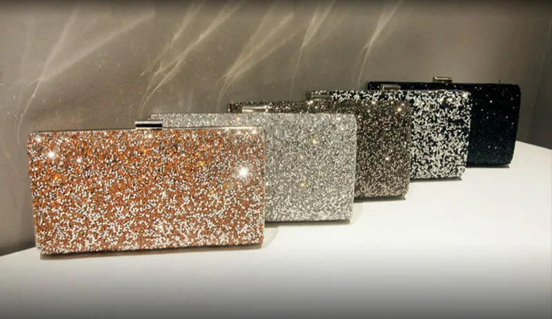 Lantejoula cristal dia embreagem para senhoras, bolsa de noite feminina, bolsa de casamento, banquete de festa, preto ouro prata, novo