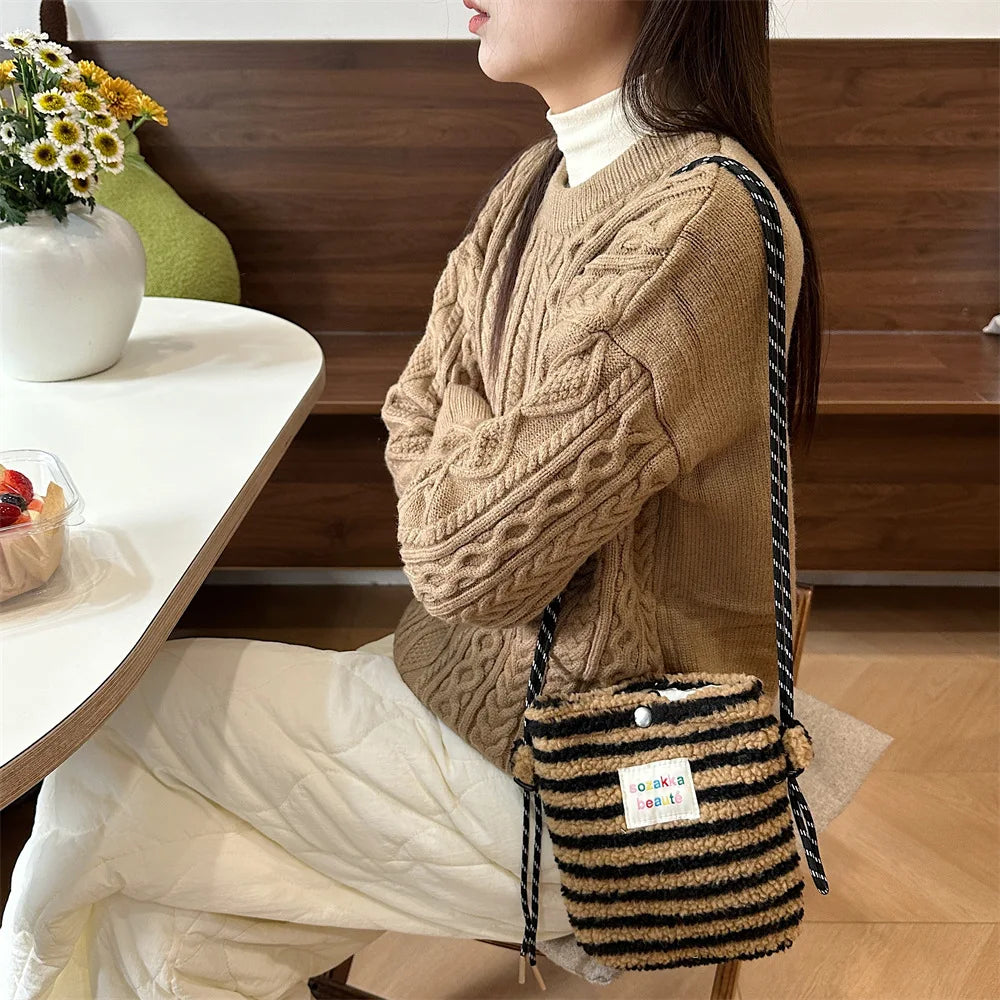 Novo ponto de pelúcia crossbody sacos para mulheres bonito rosa bolsa de ombro bolsas bolsa de telefone portátil