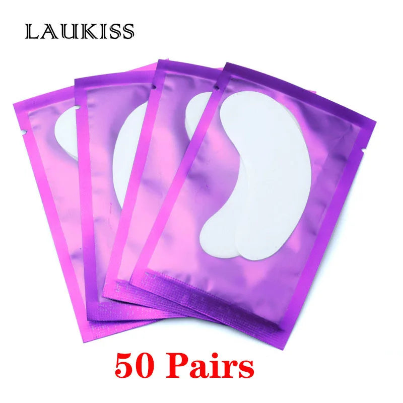 25/50/100 pares de manchas de olho sob as almofadas de cílios para a construção de manchas de papel hidrogel adesivos sem fiapos rosa para cílios postiços LAUKISS