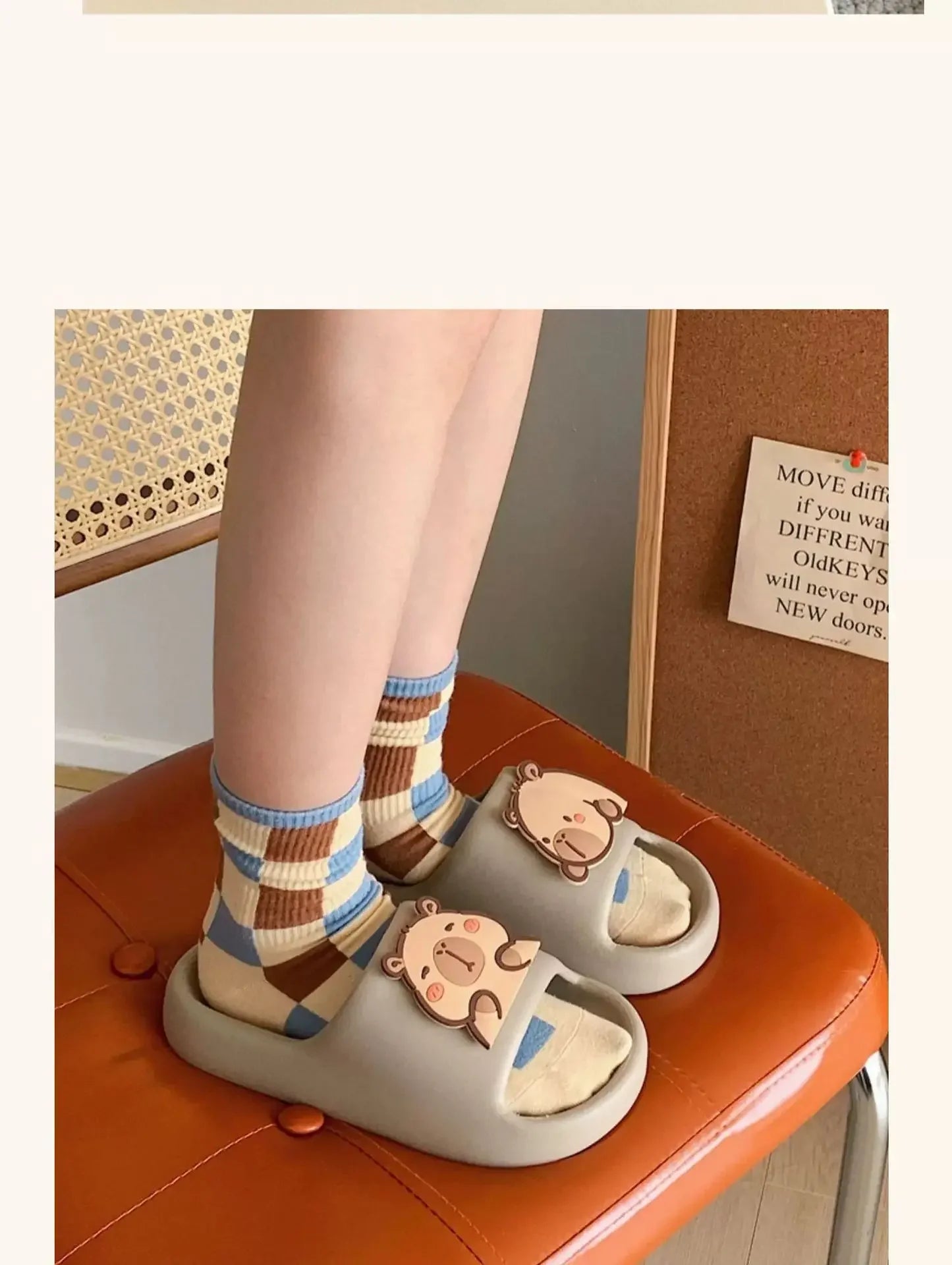 Capivara flip flops feminino chinelo kapibara bonito nuvem sandálias verão praia slides casa quarto sapatos kawai plana feminino eva