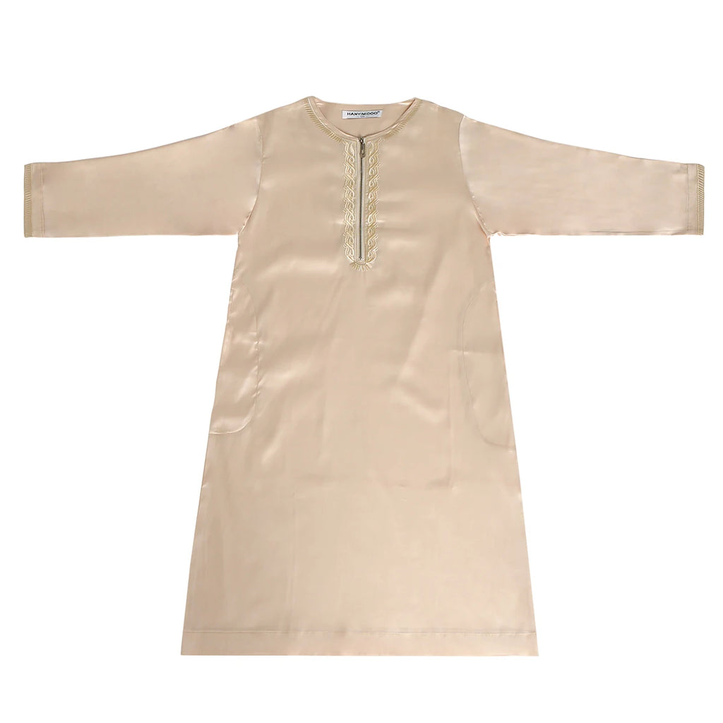 Crianças muçulmanas Abaya Ramadan Jubba Prayer Thobe, vestido longo islâmico para crianças, vestido com o pescoço para meninos, Kaftan Dubai e árabe