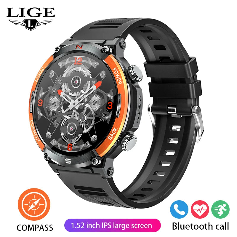 Lige 2025 relógio inteligente masculino esportes ao ar livre monitoramento de freqüência cardíaca ip68 à prova dip68 água relógios bluetooth chamada smartwatch para android ios