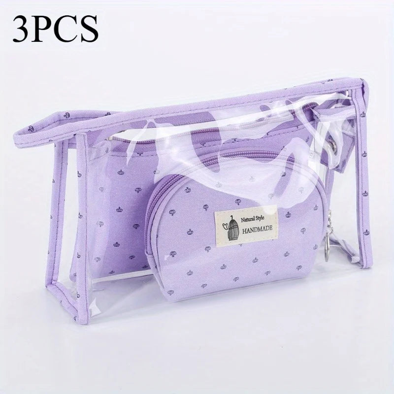 Conjunto de bolsa de maquiagem transparente, simples e conveniente para viagem