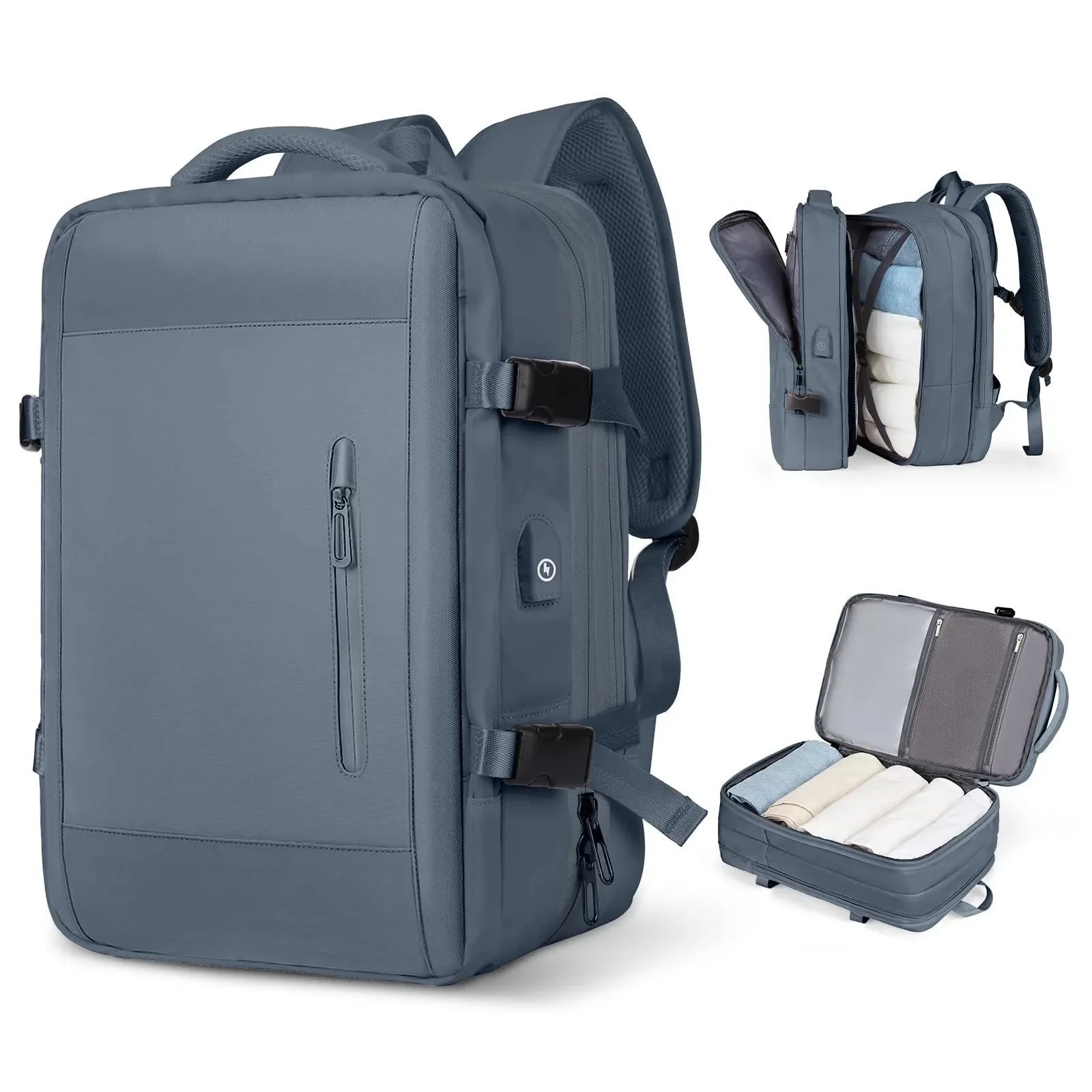 Mochila de viagem expansível de grande capacidade, bolsa de ombro dupla para viagens de negócios, montanhismo e transporte de computador