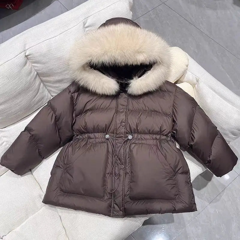 RAISE crianças meninas parkas engrossar quente crianças bebê meninas outerwear casaco 2-10 anos júnior meninas pele do falso com capuz jaquetas de inverno