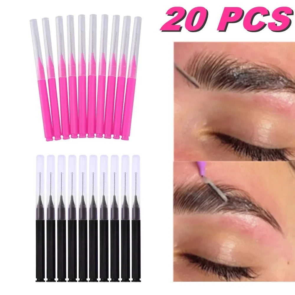 Descartável Brow Lifting Brushes, Mini Escova De Sobrancelha, Bendable Micro Cílios Aplicadores, Ferramentas De Maquiagem, Bendable, 20Pcs