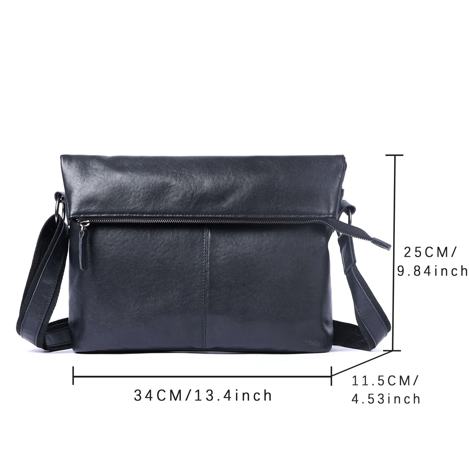 Bolsa de Ombro Masculina em Couro Genuíno, Bolsa Transversal para Laptop, Couro Bovino de Camada Superior, Couro Vegetal, Moda Casual