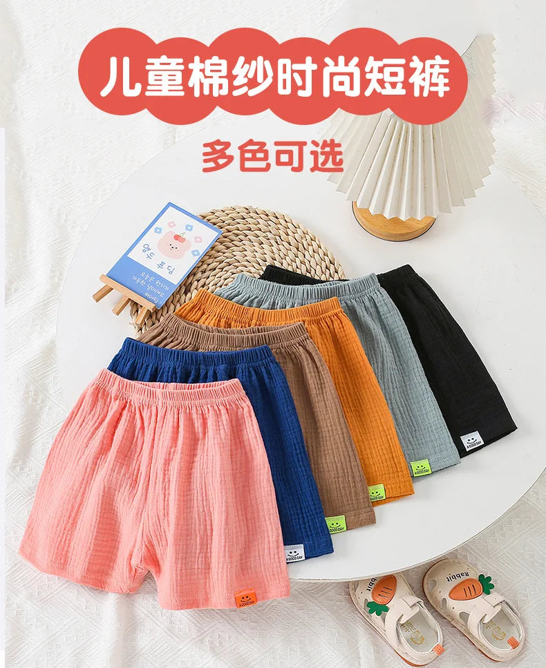 Moda algodão cor sólida crianças shorts infantil estilo coreano verão praia calças curtas inferior para crianças roupas meninas meninos 4-12y