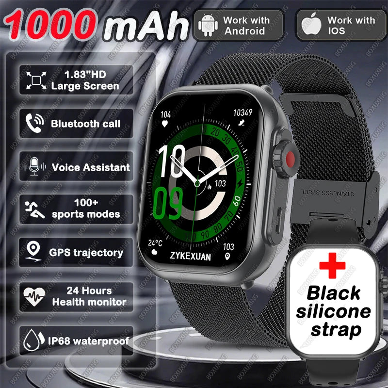 2026 moda feminina relógio ultra2 se relógios inteligentes 1000mah 1.85 "amoled tela de toque completa bt chamada smartwatch para android ios ladie