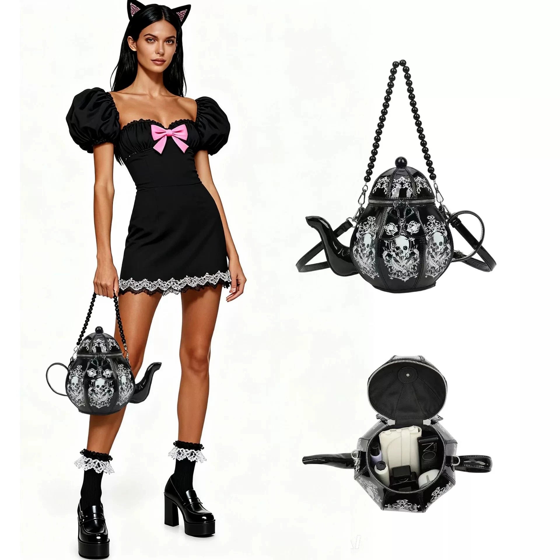 Bolsa mensageiro engraçada em formato de bule, bolsa crossbody legal de ombro único, bolsa multiuso para mulheres e meninas