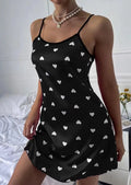Pijamas femininos vestido plus size sem mangas estudante pijamas loungewear sexy suspensórios saias amor dos desenhos animados impressão homewear